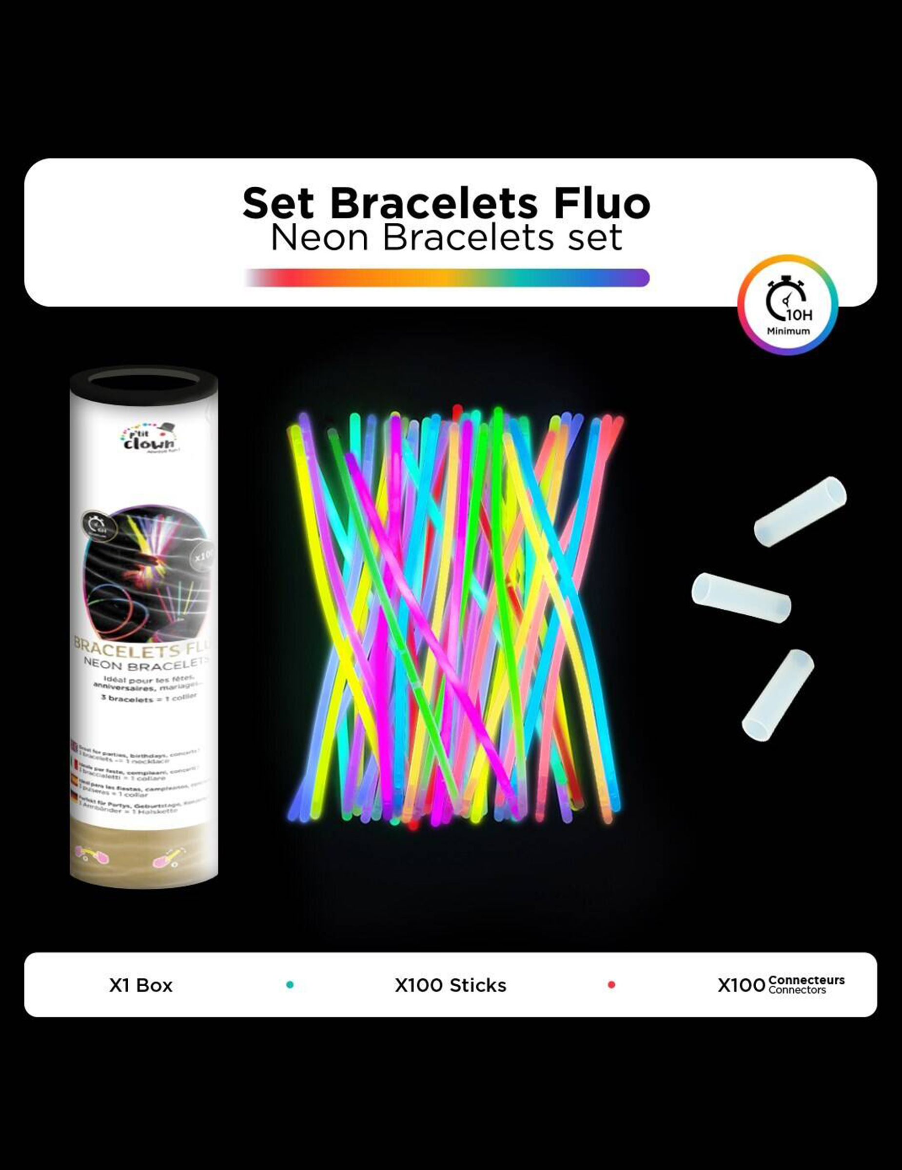 100 Bracelets phosphorescents