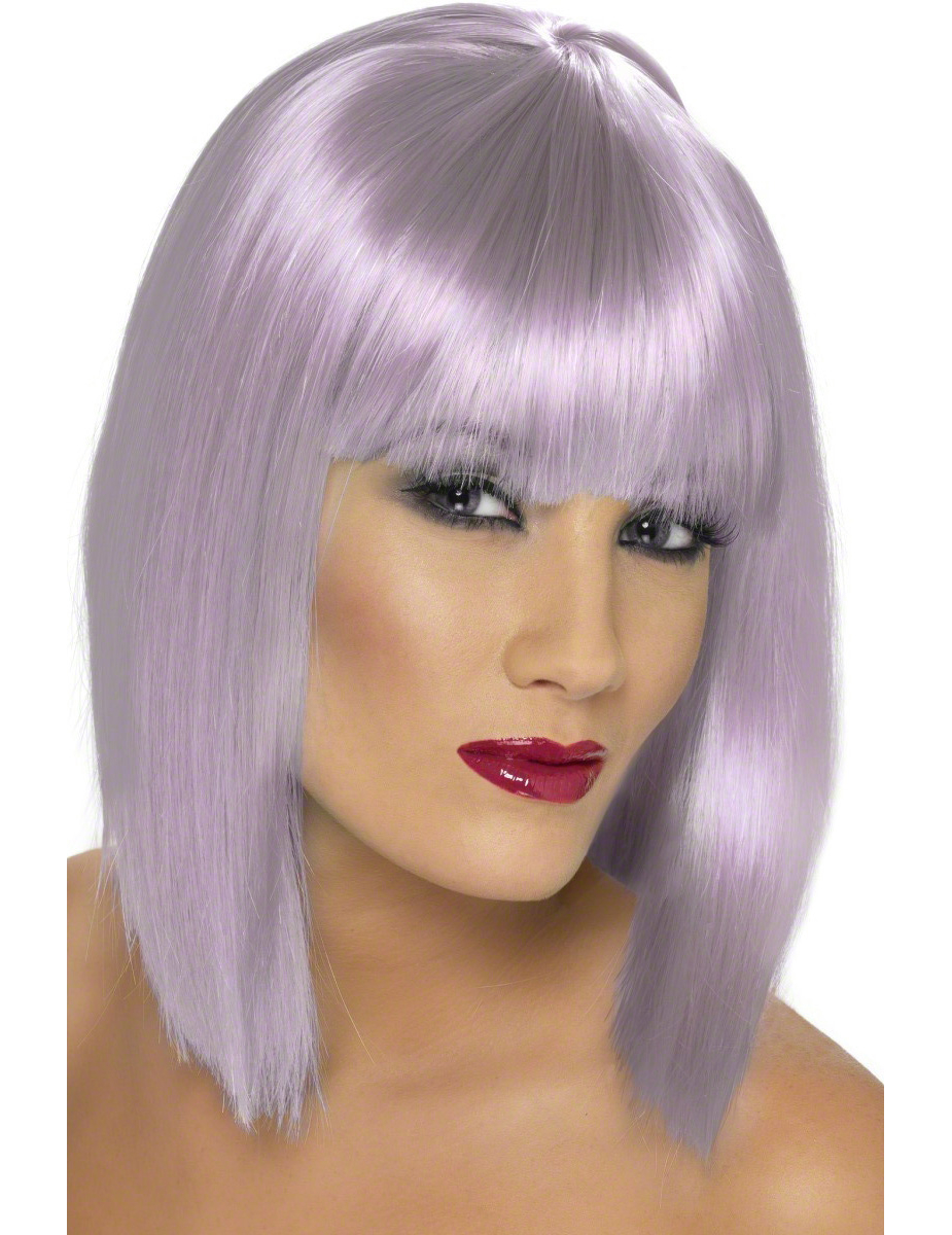 Perruque carré mi-long violette pâle femme