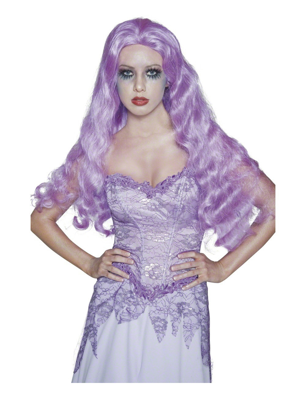 Perruque longue gothique violette femme Halloween