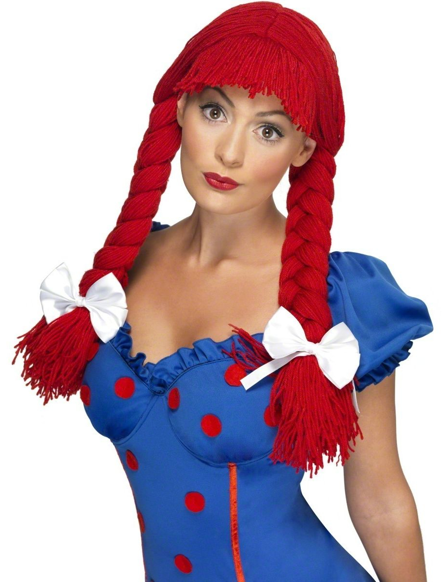 Perruque tressée rouge femme