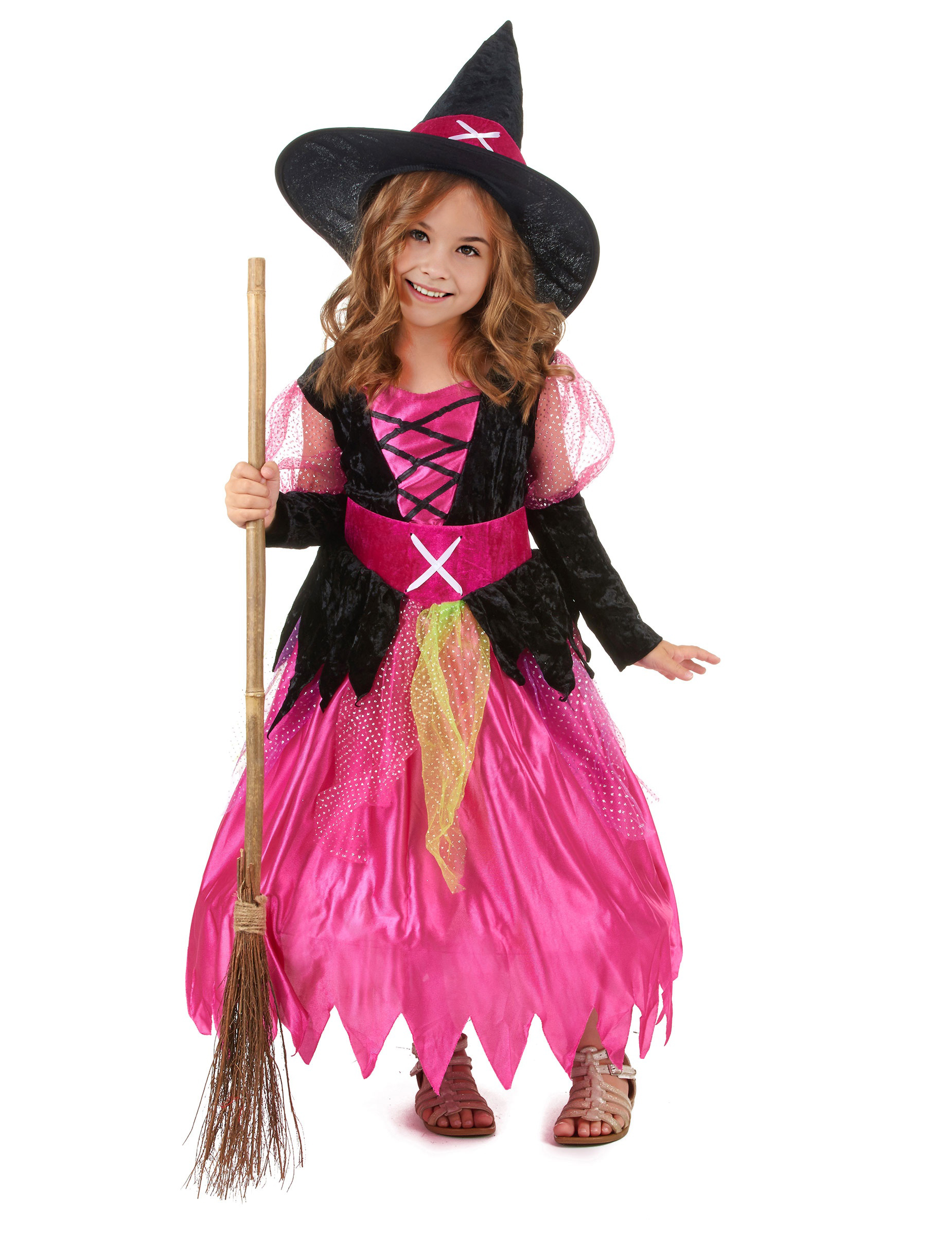 Déguisement rose sorcière fille Halloween