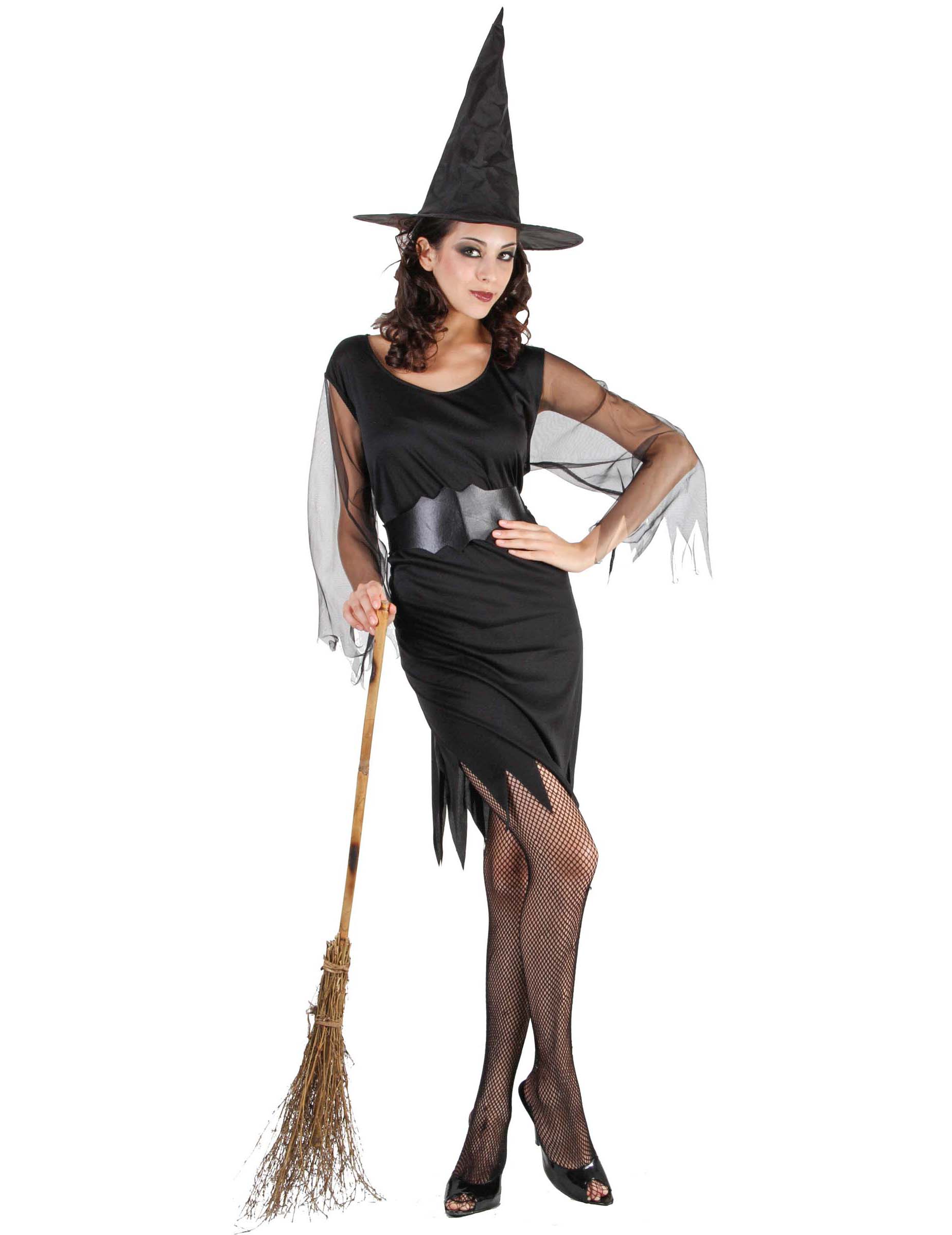Déguisement sorcière manches en tulle femme Halloween