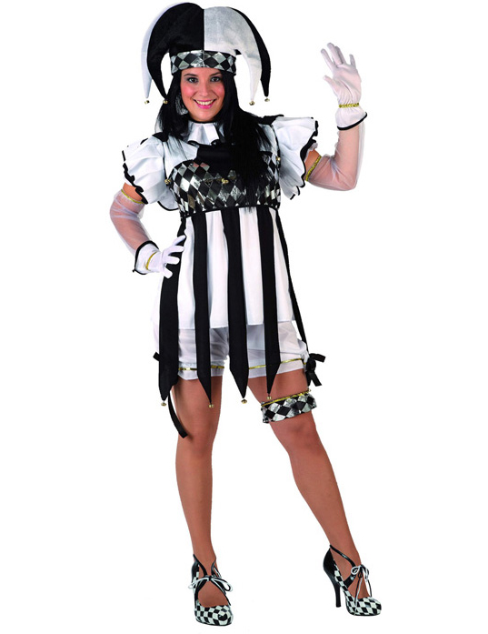 Déguisement arlequin noir et blanc femme