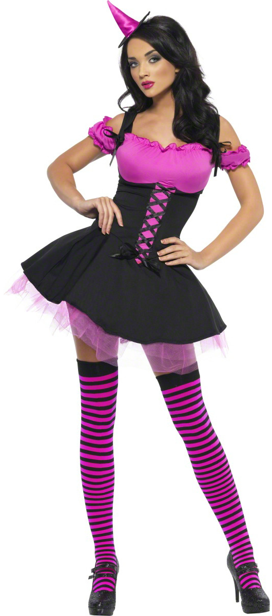 Déguisement sorcière sexy rose femme Halloween