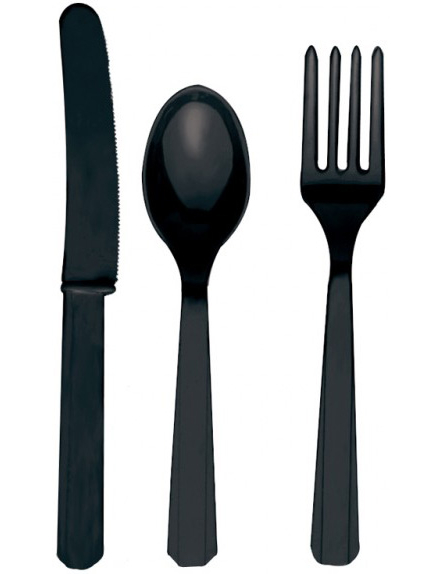 Couverts en plastique noir
