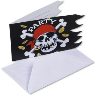 6 Cartons d'invitation Pirate