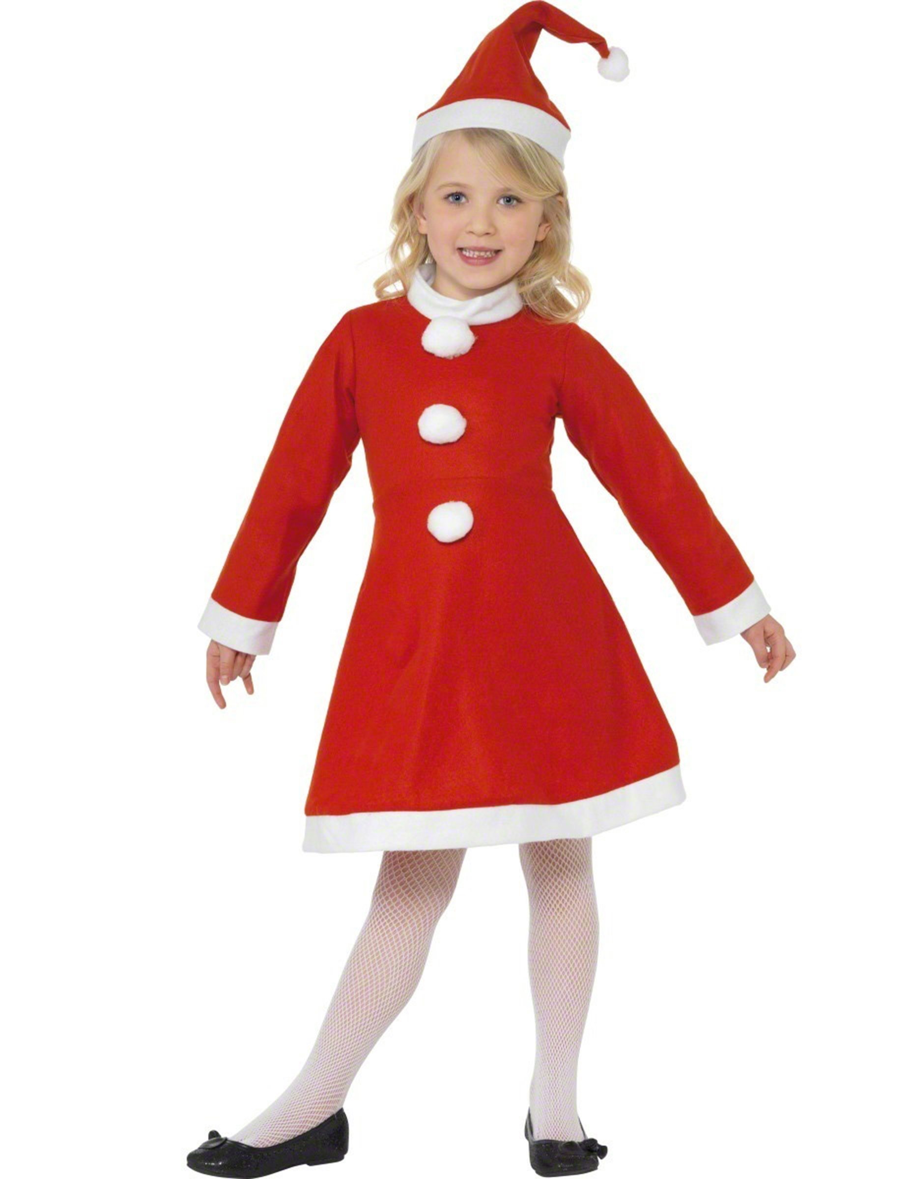Déguisement Mère Noël robe pompons fille