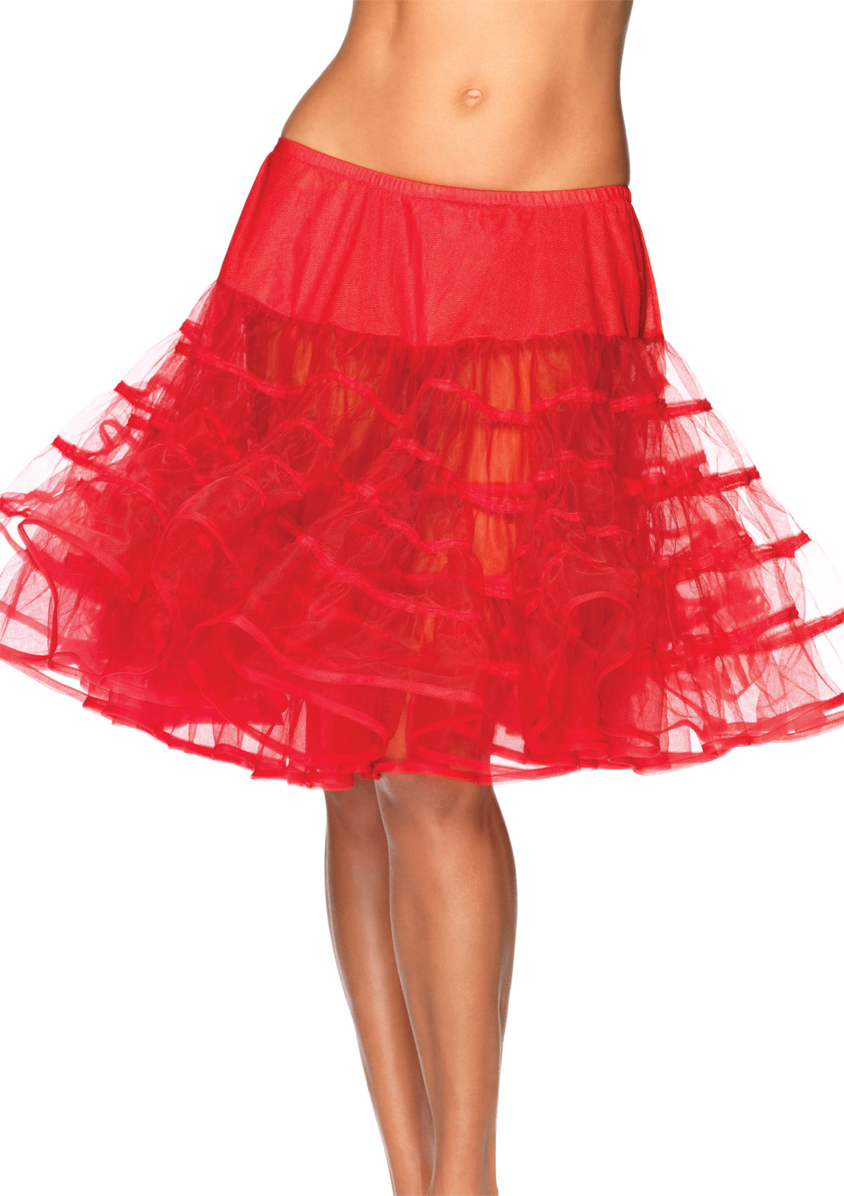 Jupon mi-long transparent rouge femme