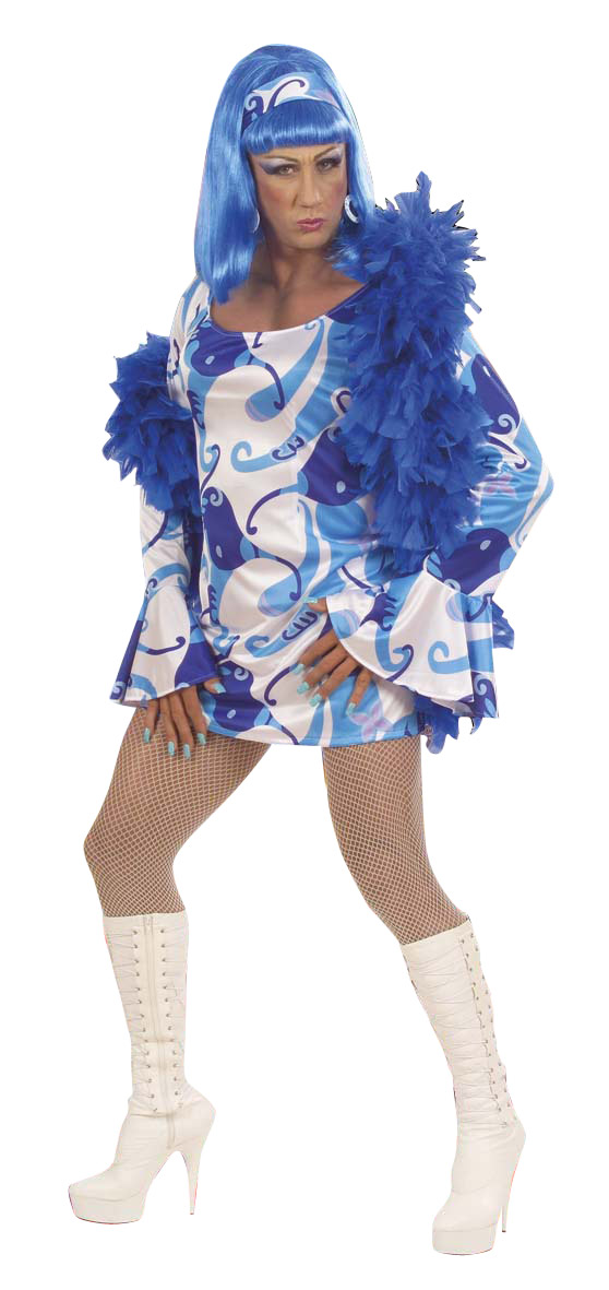 Déguisement Drag Queen disco homme bleu