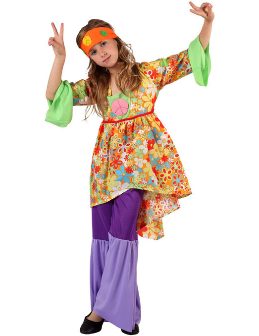 Déguisement power flower hippie fille