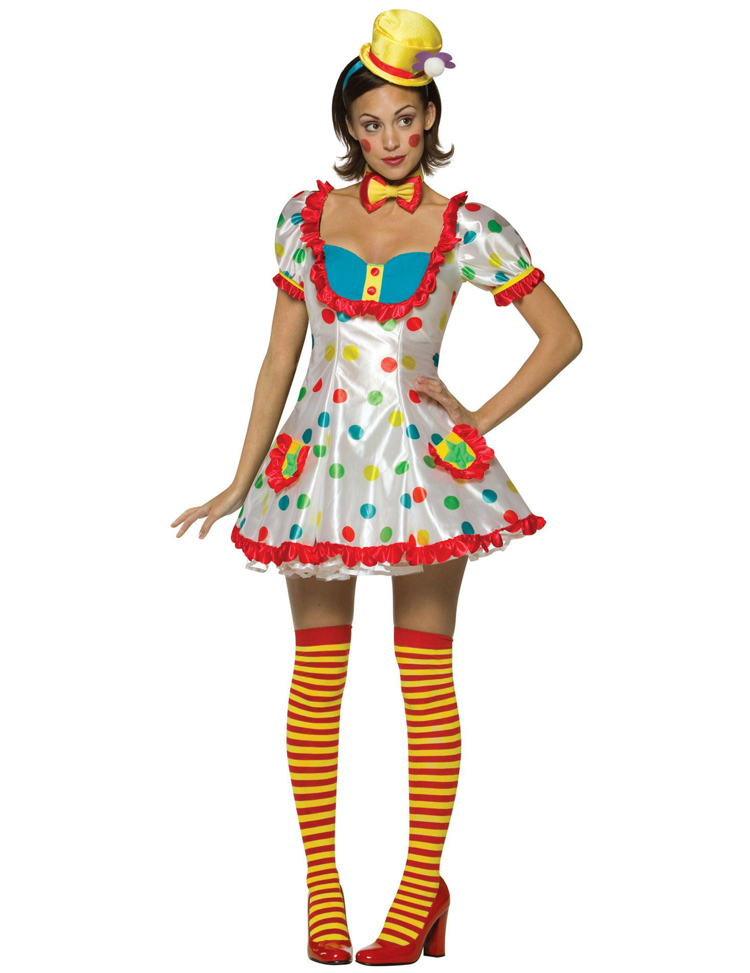 Déguisement clown blanc à pois femme