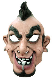 Masque caricature punk homme crête et piercing