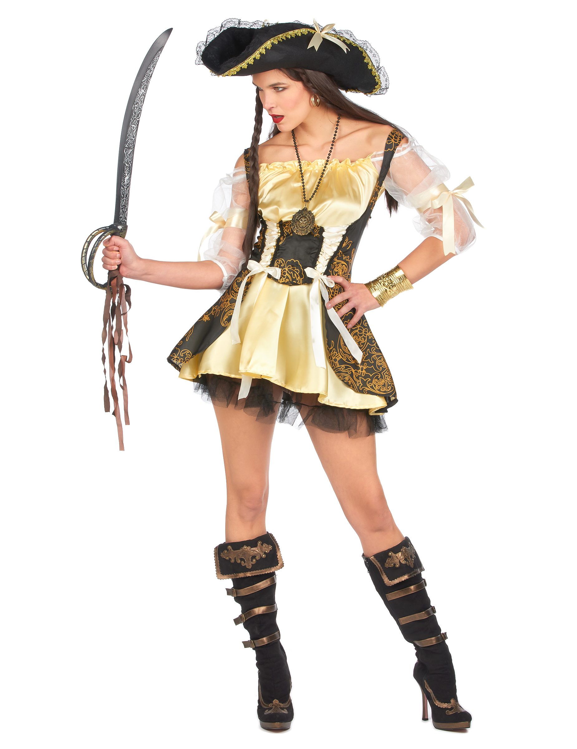 Déguisement pirate jaune femme