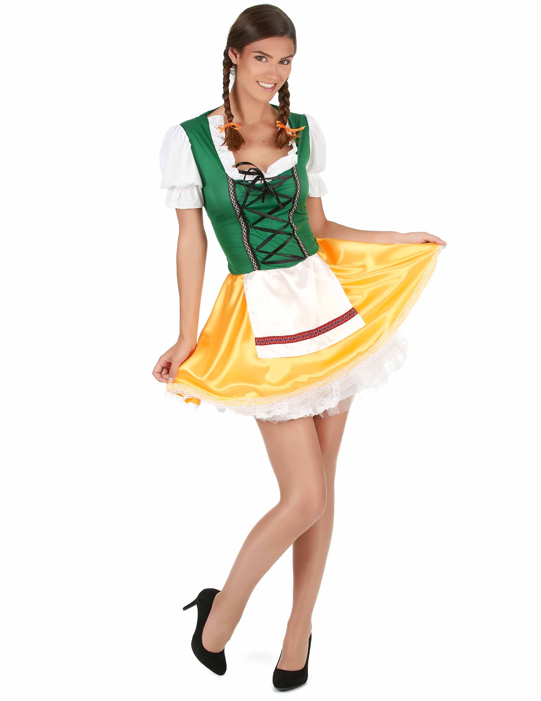 Déguisement bavaroise jaune et verte femme