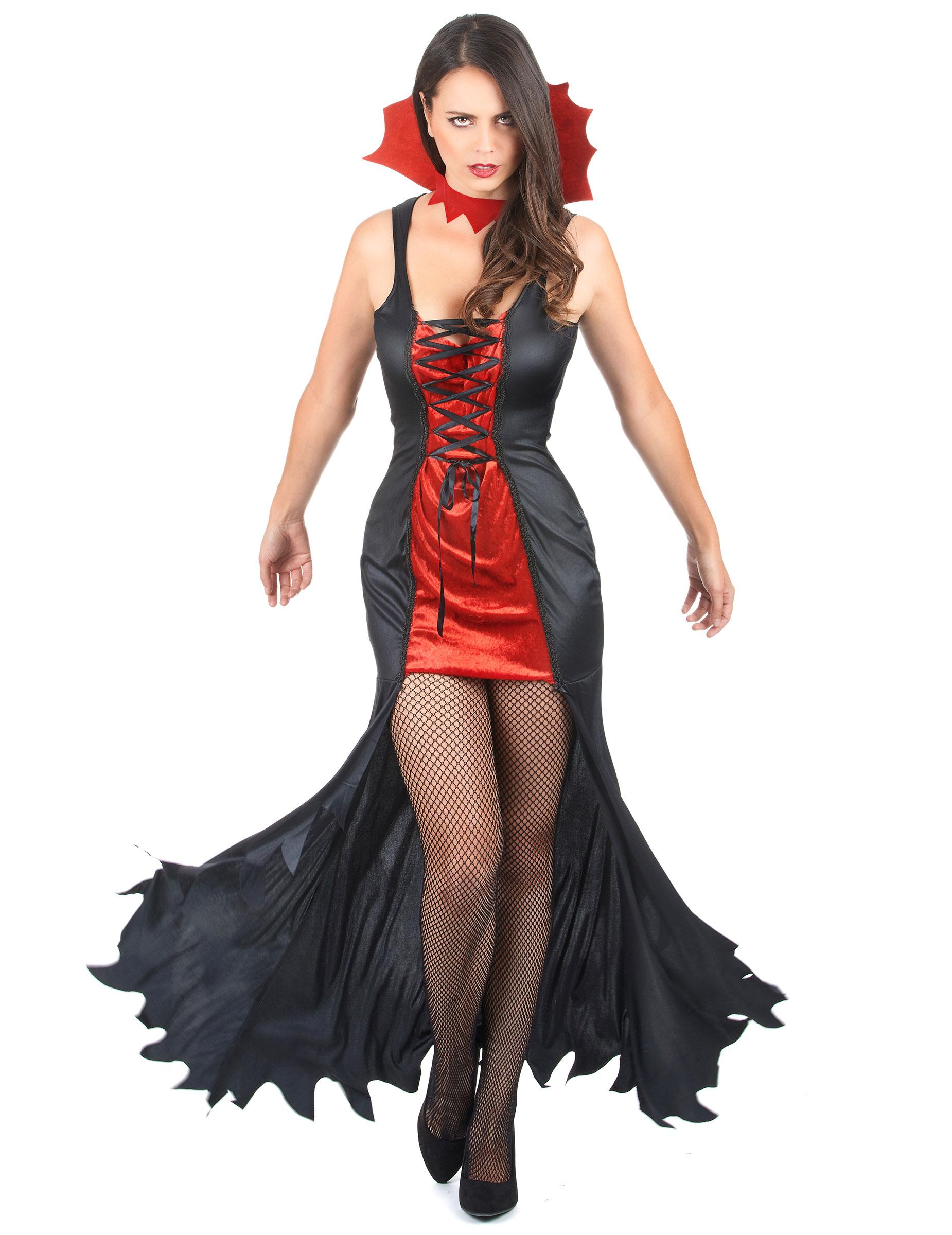 Déguisement vampire femme rouge et noir Halloween
