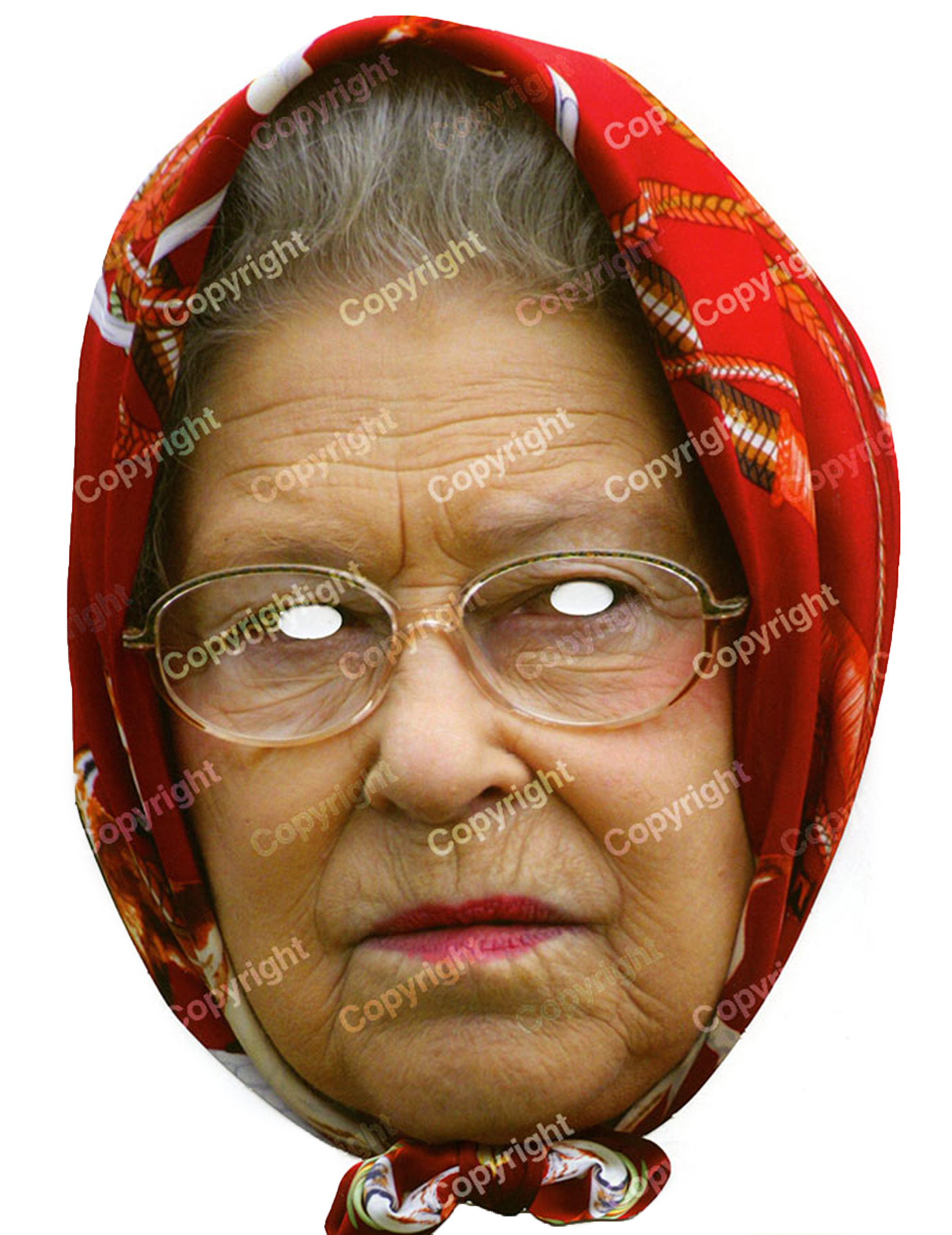 Masque carton Reine Elisabeth avec foulard