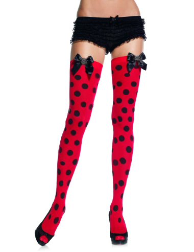 Bas coccinelle avec noeud noir femme