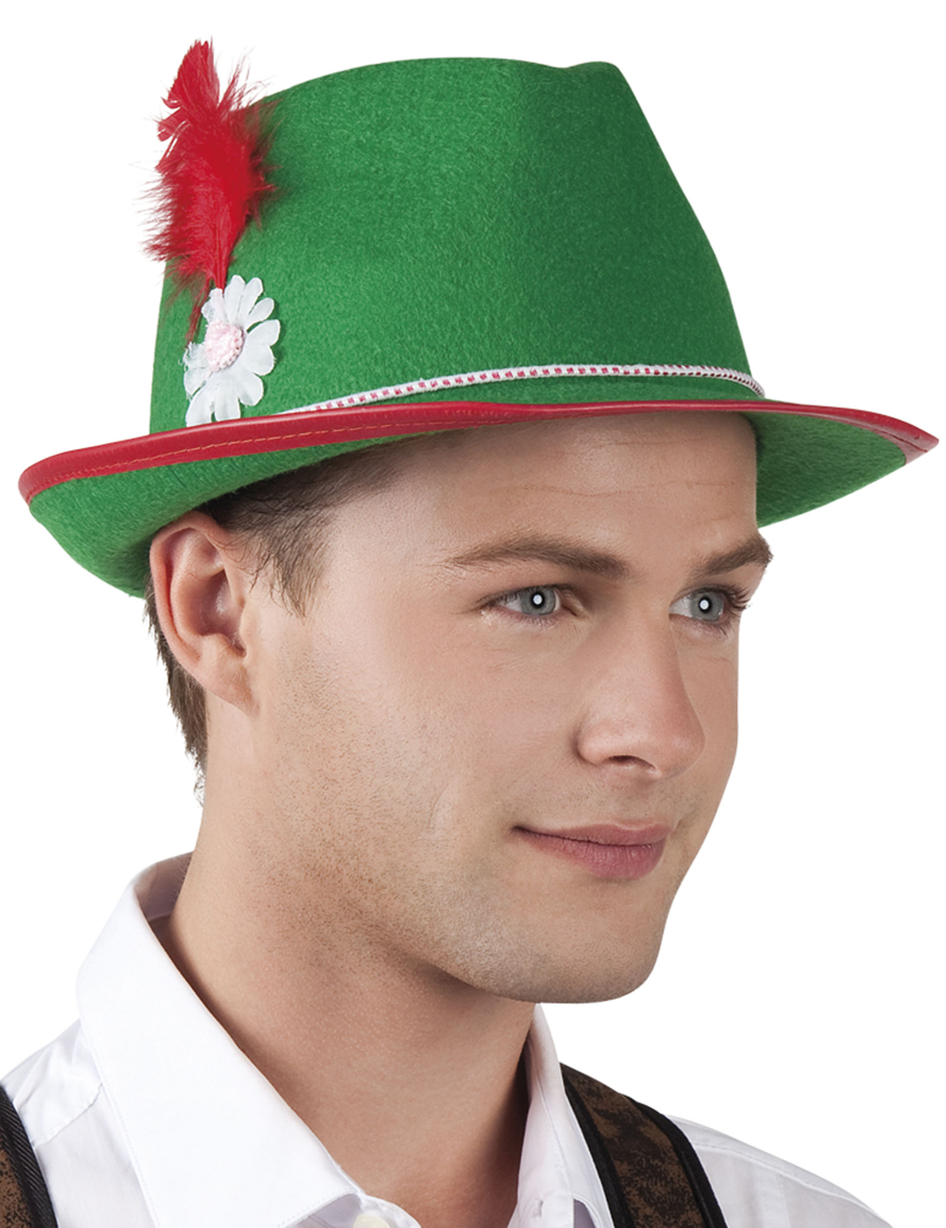 Chapeau bavarois vert à plume adulte