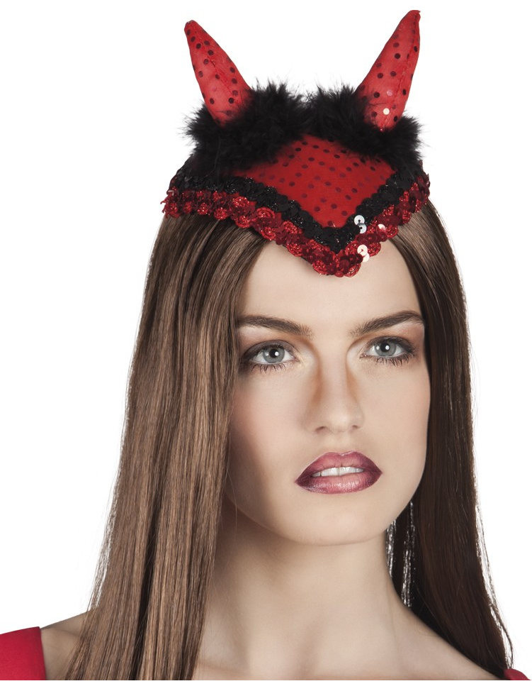 Coiffe cornes démon femme Halloween