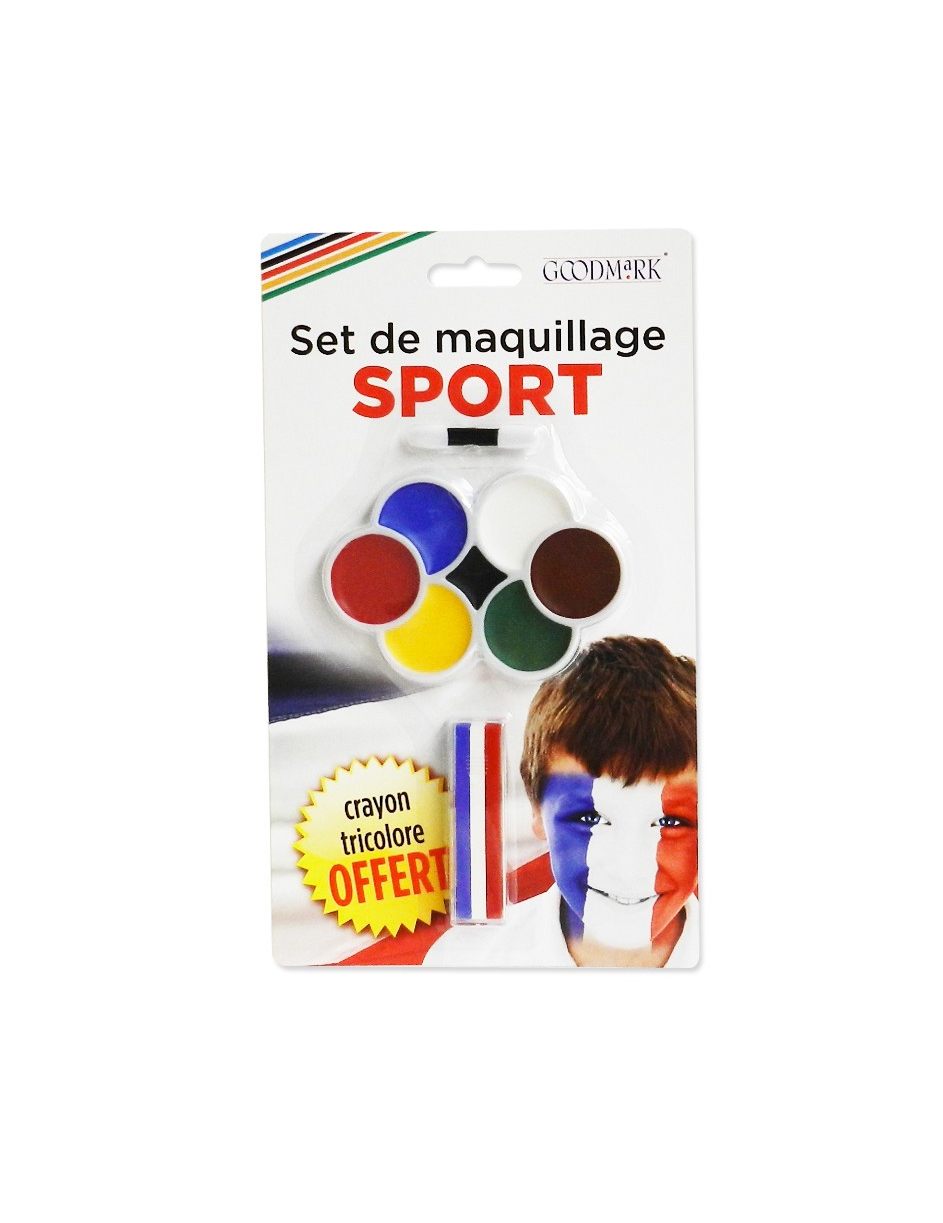 Maquillage supporter 7 couleurs et crayon 3 en 1 avec pinceau