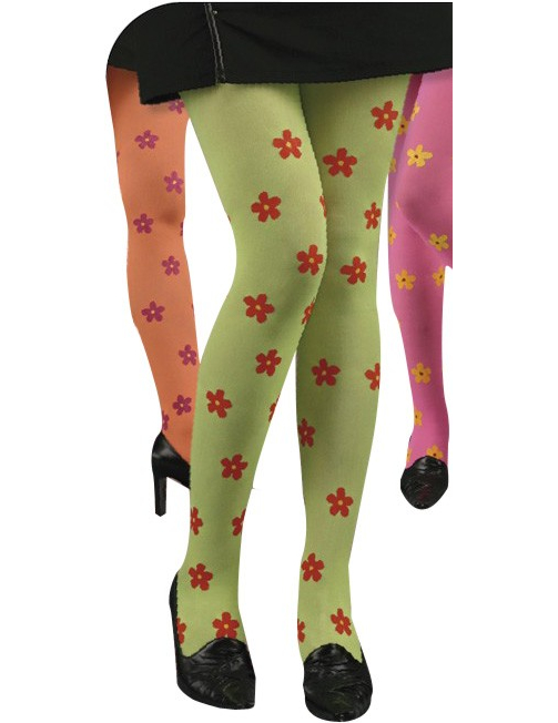 Collants colorés avec fleurs  femme adulte