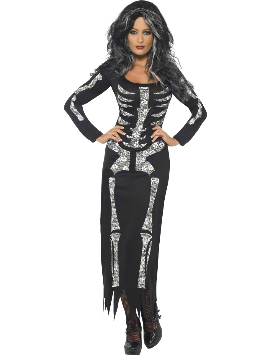 Déguisement squelette long femme Halloween