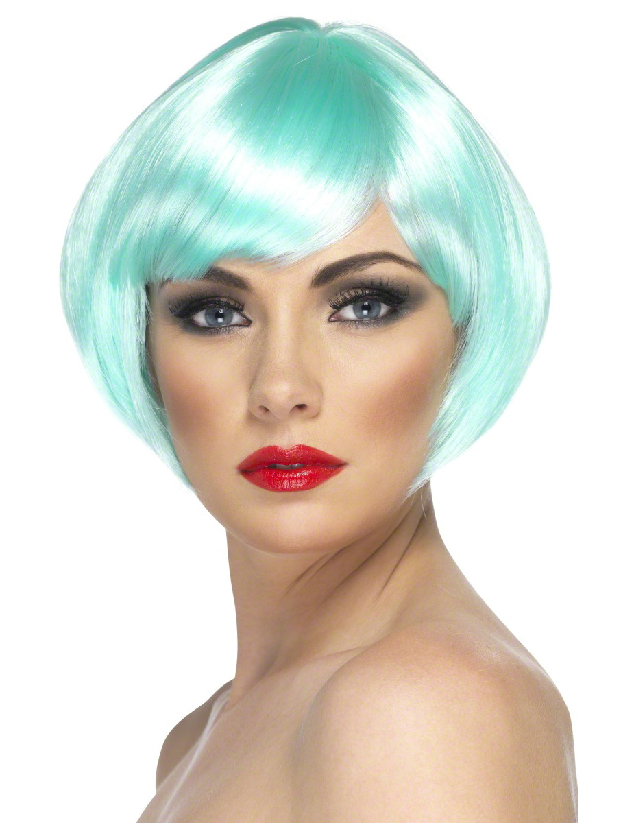 Perruque cabaret courte turquoise femme