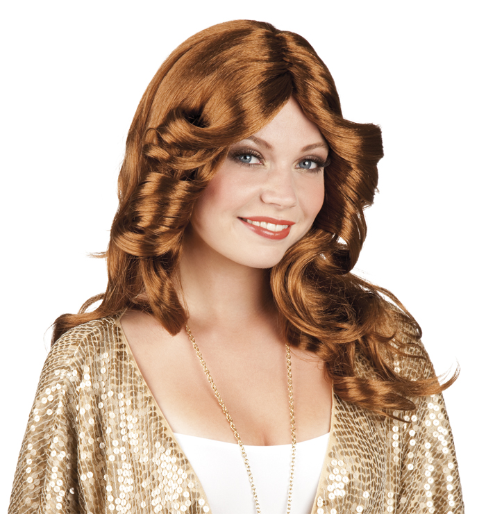 Perruque marron disco femme