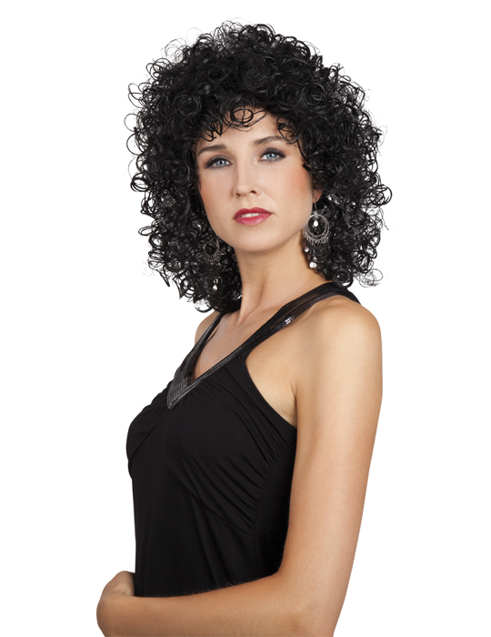 Perruque bouclée noire femme