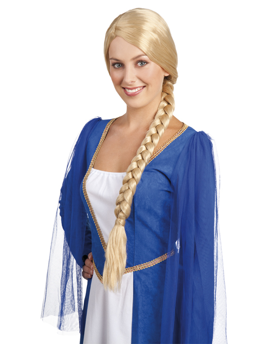 Perruque blonde médiévale avec tresse femme