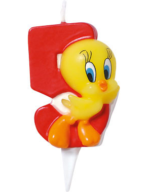 Bougie chiffre 5 Looney Tunes
