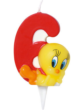 Bougie chiffre 6 Looney Tunes