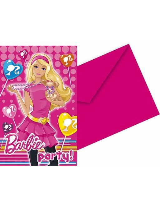 6 cartes d'invitation Barbie Cute Pets