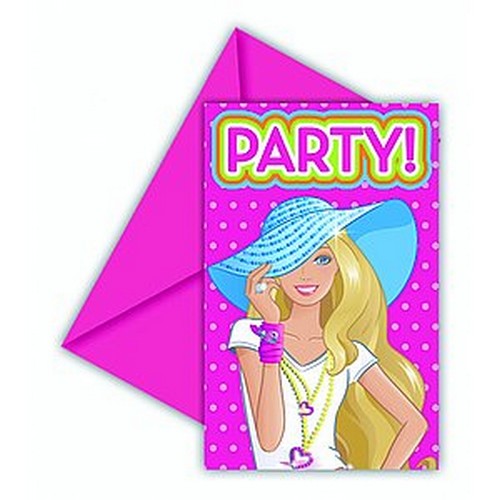 6 cartes d'invitation Barbie Dollicious