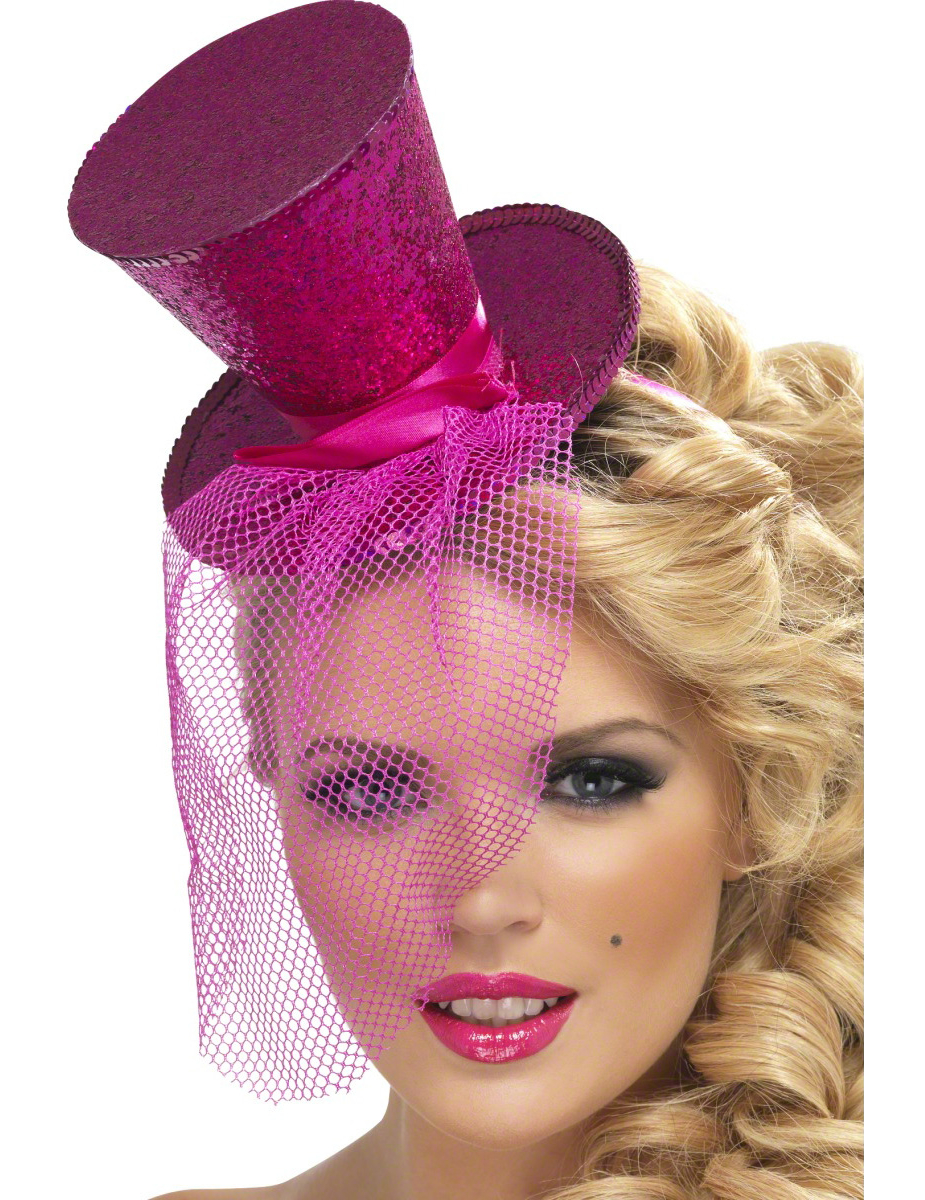 Mini chapeau haut de forme rose femme