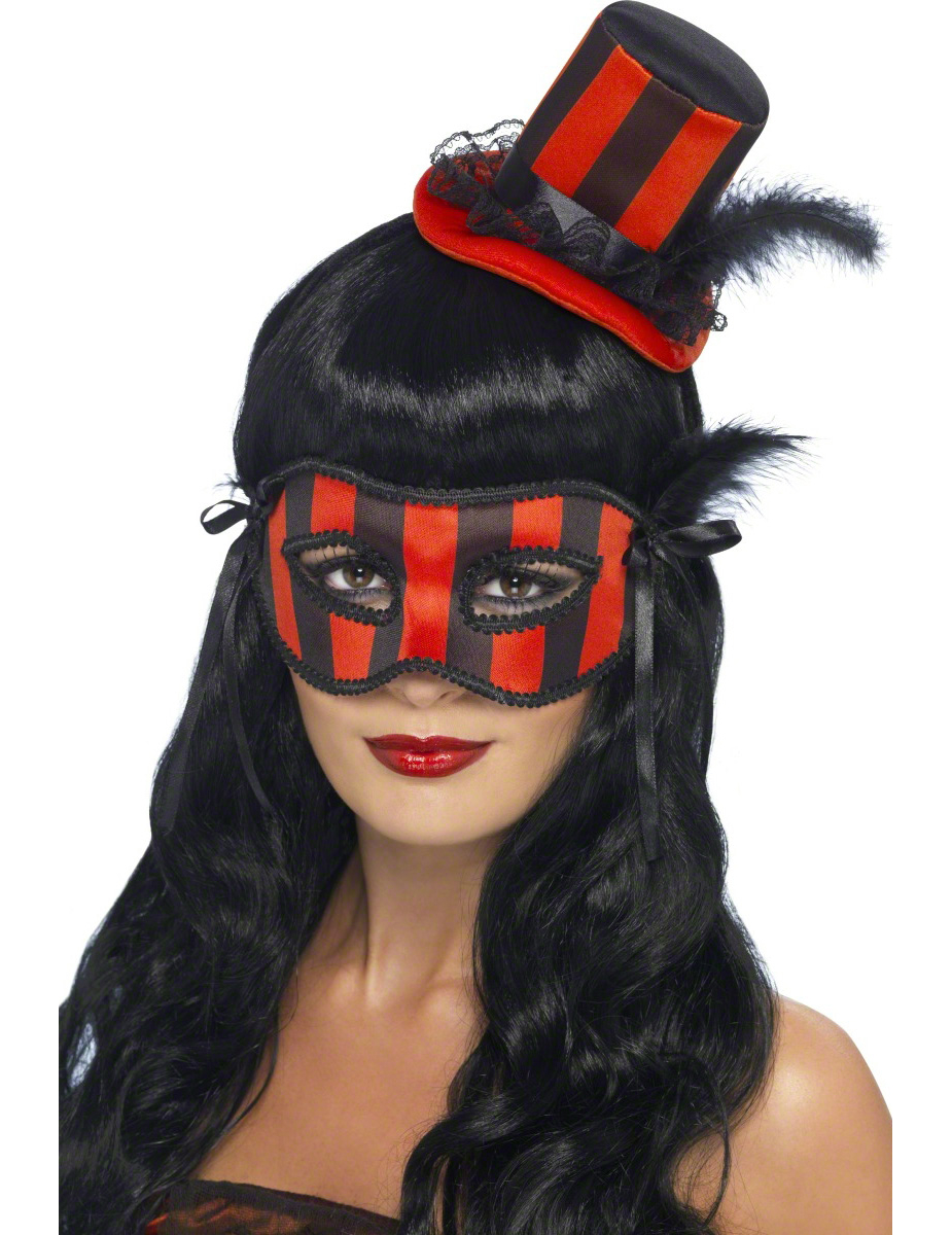 Kit chapeau et loup burlesque rouge femme