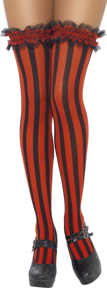 Bas rayés rouge et noir femme
