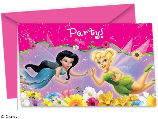 6 cartes d'invitation Clochette et ses amies