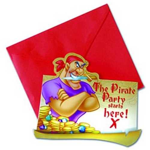 6 cartes d'invitation Disney Pirates