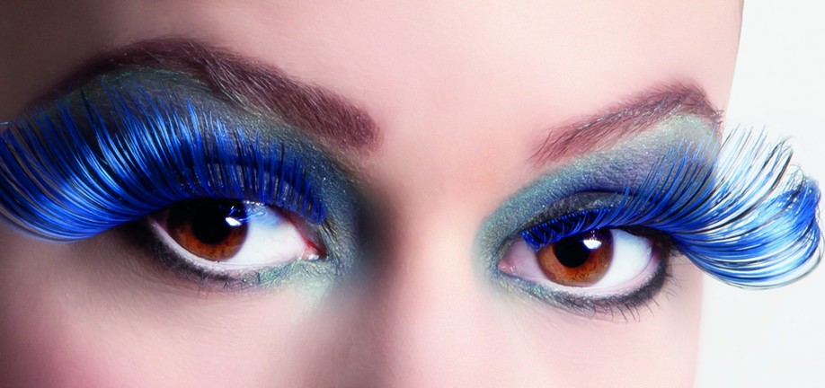 Faux cils XL noirs et bleus adulte