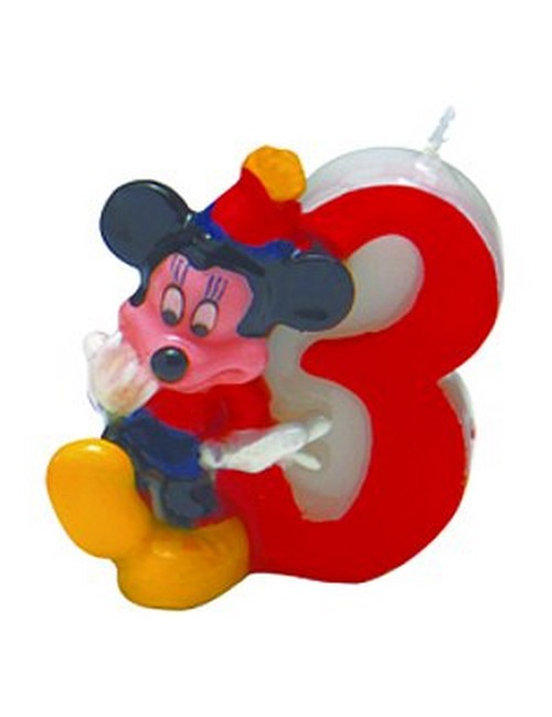 Bougie chiffre 3 Mickey Clubhouse