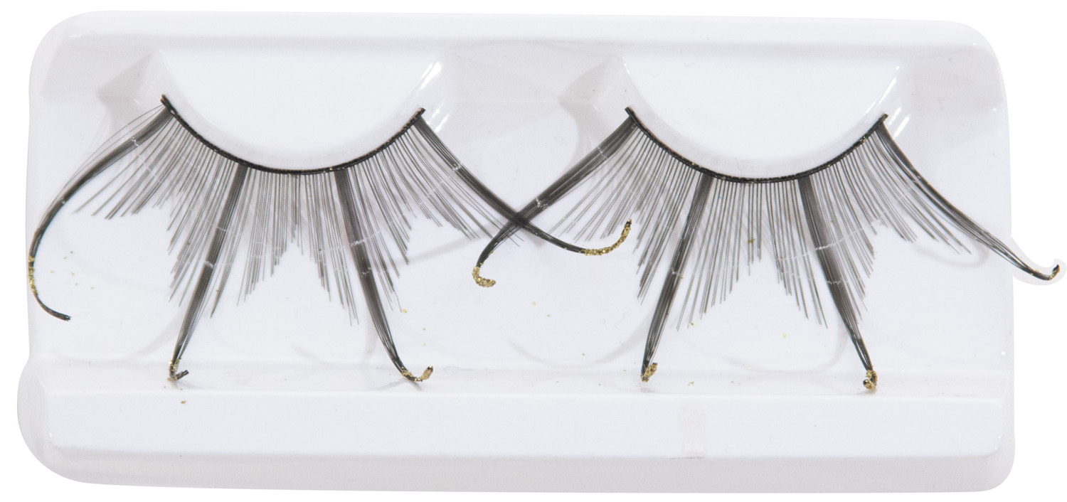 Faux cils courts double noirs avec paillettes adulte