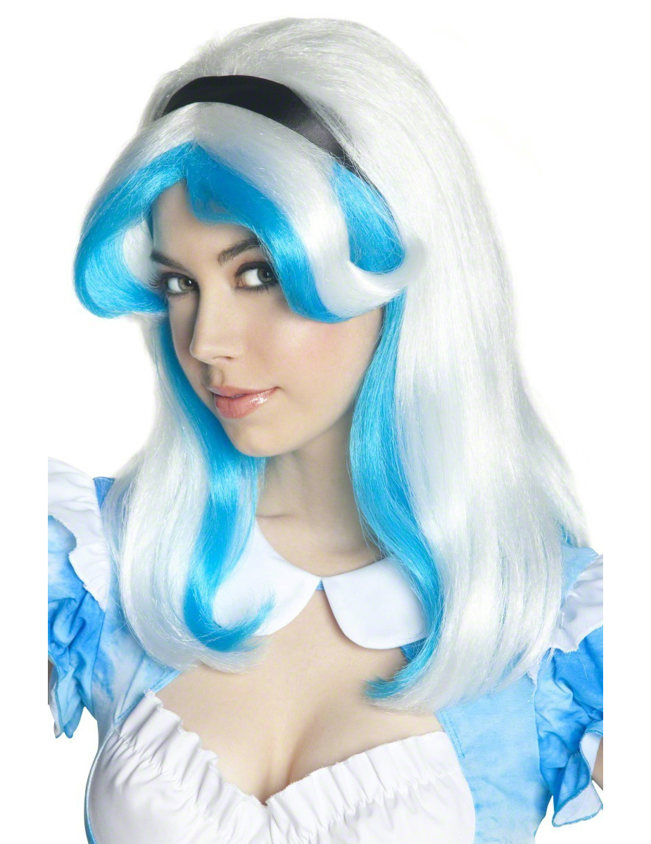 Perruque conte de fée blanche et bleue femme
