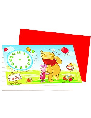 6 cartes d'invitation Winnie l'Ourson