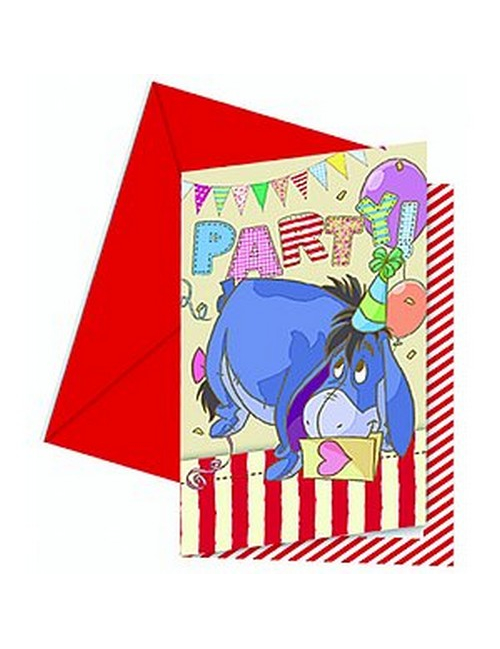 6 cartes d'invitation Winnie Alphabet