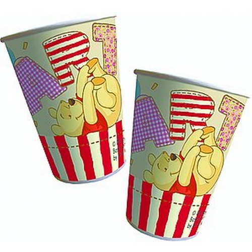 8 Gobelets en carton Winnie Alphabet 20 cl