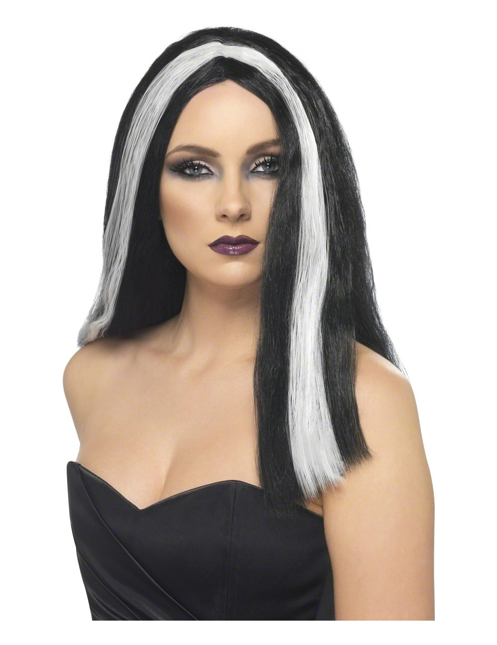 Perruque noire et blanche adulte Halloween