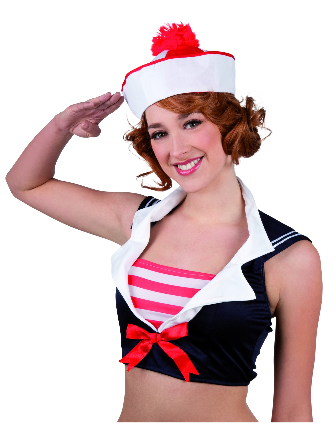 Chapeau marin blanc à pompon adulte