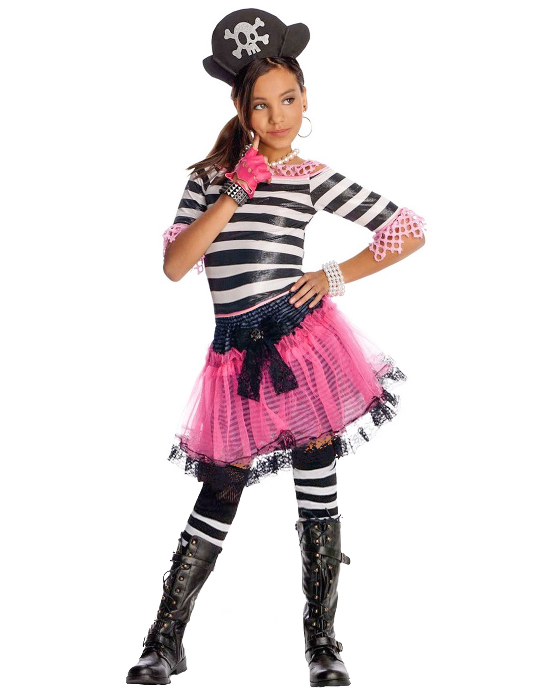 Déguisement Pirate gothique Noir Rose enfant pour fille