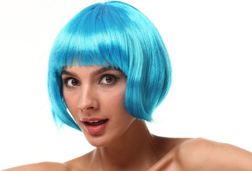 Perruque courte bleue femme